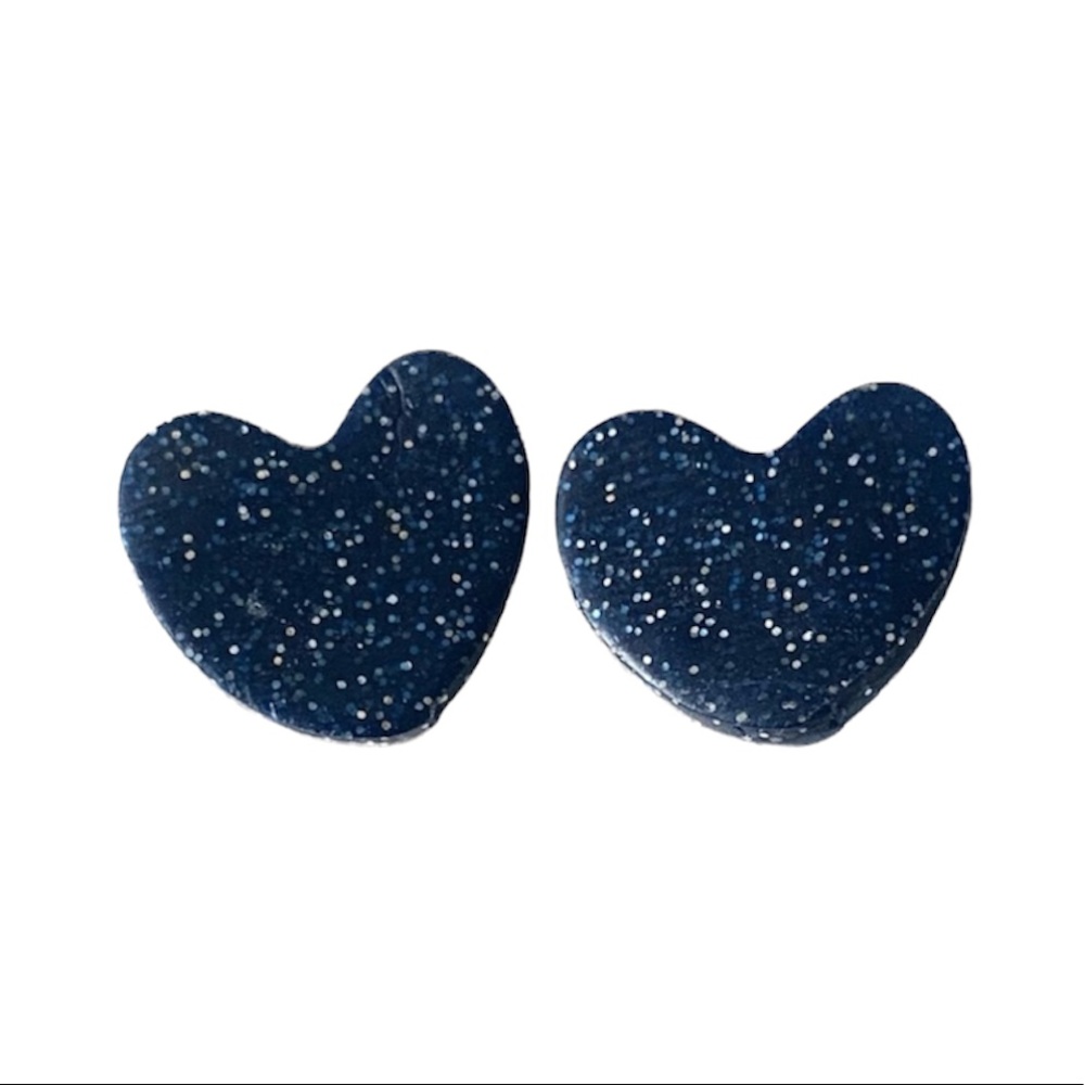Glittery Blue Artisan Handmade Polymer Clay Earrings NWOT